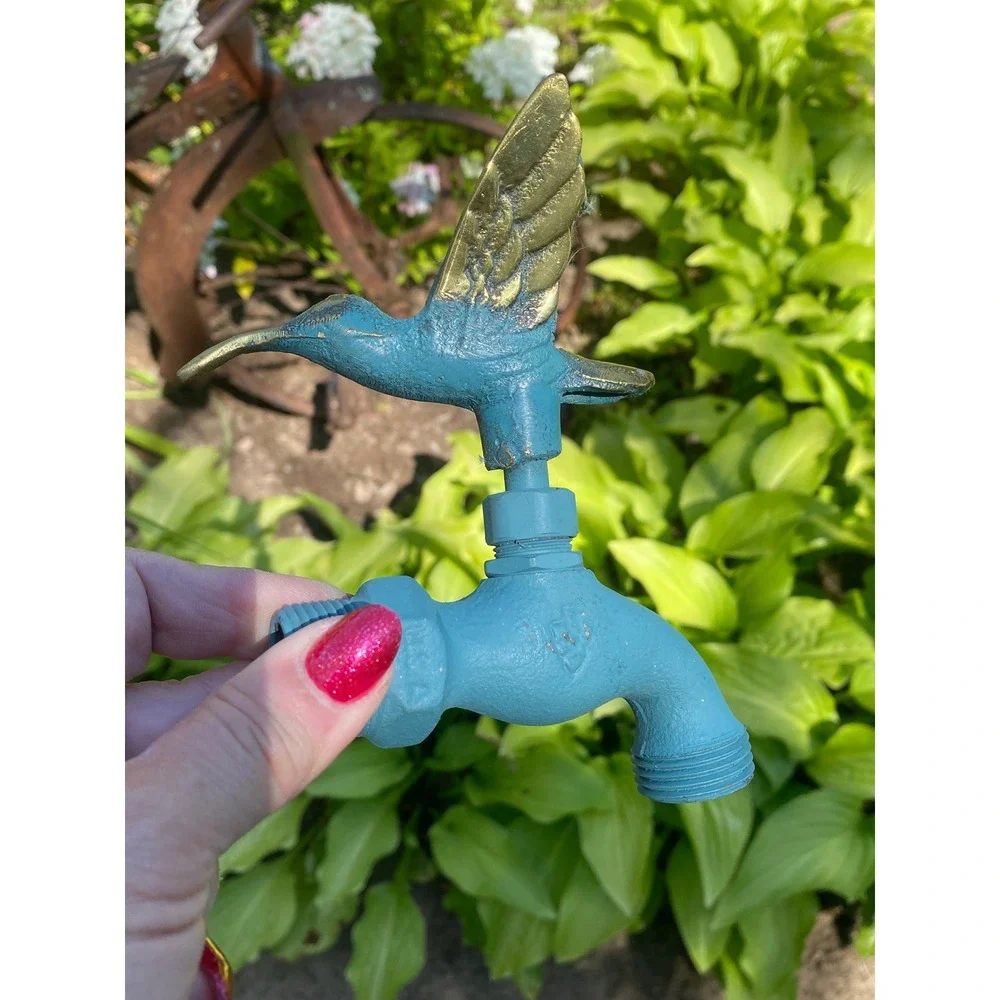 Hummingbird Faucet Handle Garden Decor New Rustic Metal Brass Spigot
